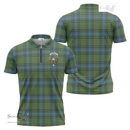 ScotsTee Shop Scottish MacMillan Hunting Ancient Clan Crest Tartan Zipper Polo Shirt