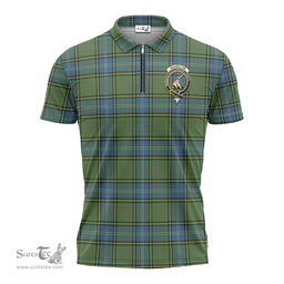 ScotsTee Shop Scottish MacMillan Hunting Ancient Clan Crest Tartan Zipper Polo Shirt