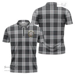 ScotsTee Shop Scottish MacRae Dress Clan Crest Tartan Zipper Polo Shirt