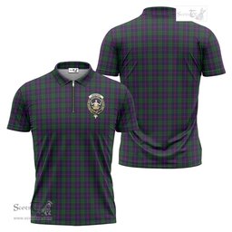 ScotsTee Shop Scottish Urquhart Clan Crest Tartan Zipper Polo Shirt