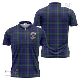 ScotsTee Shop Scottish Weir Clan Crest Tartan Zipper Polo Shirt