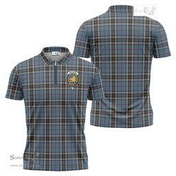 ScotsTee Shop Scottish MacTavish Dress Clan Crest Tartan Zipper Polo Shirt