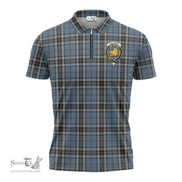 ScotsTee Shop Scottish MacTavish Dress Clan Crest Tartan Zipper Polo Shirt