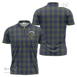 ScotsTee Shop Scottish MacLaren Clan Crest Tartan Zipper Polo Shirt