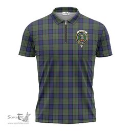ScotsTee Shop Scottish MacLaren Clan Crest Tartan Zipper Polo Shirt