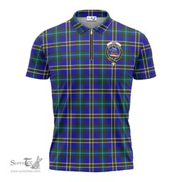 ScotsTee Shop Scottish Weir Modern Clan Crest Tartan Zipper Polo Shirt
