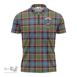 ScotsTee Shop Scottish Stirling Bannockburn Clan Crest Tartan Zipper Polo Shirt