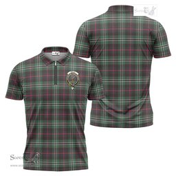 ScotsTee Shop Scottish Rollo Hunting Clan Crest Tartan Zipper Polo Shirt