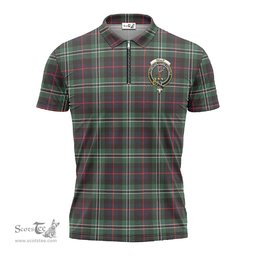 ScotsTee Shop Scottish Rollo Hunting Clan Crest Tartan Zipper Polo Shirt