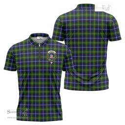 ScotsTee Shop Scottish MacNeil of Barra Modern Clan Crest Tartan Zipper Polo Shirt