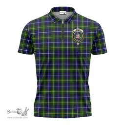 ScotsTee Shop Scottish MacNeil of Barra Modern Clan Crest Tartan Zipper Polo Shirt