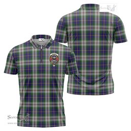 ScotsTee Shop Scottish MacLeod Of Californian Clan Crest Tartan Zipper Polo Shirt