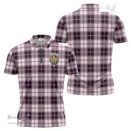 ScotsTee Shop Scottish MacPherson Hunting Modern Clan Crest Tartan Zipper Polo Shirt