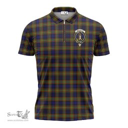 ScotsTee Shop Scottish MacLellan Modern Clan Crest Tartan Zipper Polo Shirt