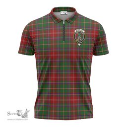 ScotsTee Shop Scottish Somerville Clan Crest Tartan Zipper Polo Shirt