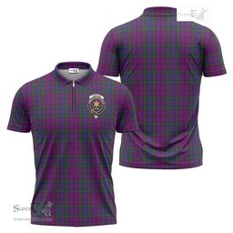 ScotsTee Shop Scottish Wardlaw Clan Crest Tartan Zipper Polo Shirt