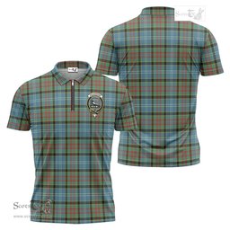 ScotsTee Shop Scottish Walkinshaw Clan Crest Tartan Zipper Polo Shirt