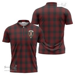 ScotsTee Shop Scottish Menzies Hunting Clan Crest Tartan Zipper Polo Shirt