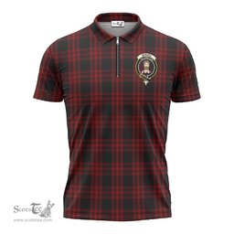 ScotsTee Shop Scottish Menzies Hunting Clan Crest Tartan Zipper Polo Shirt