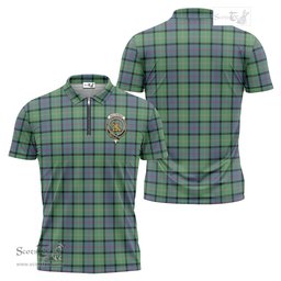 ScotsTee Shop Scottish MacThomas Ancient Clan Crest Tartan Zipper Polo Shirt