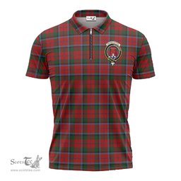 ScotsTee Shop Scottish MacNaughton Clan Crest Tartan Zipper Polo Shirt