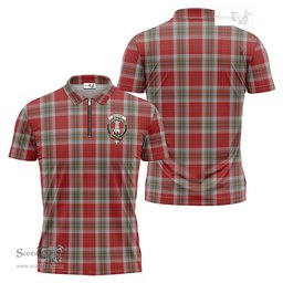 ScotsTee Shop Scottish MacLean of Duart Dress Red Clan Crest Tartan Zipper Polo Shirt