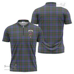 ScotsTee Shop Scottish Ogilvie (Ogilvy) Hunting Modern Clan Crest Tartan Zipper Polo Shirt
