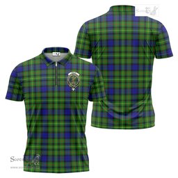 ScotsTee Shop Scottish Rollo Modern Clan Crest Tartan Zipper Polo Shirt