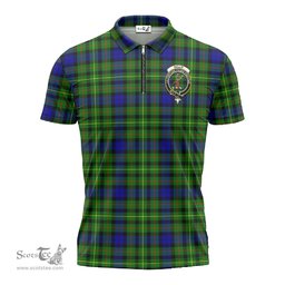 ScotsTee Shop Scottish Rollo Modern Clan Crest Tartan Zipper Polo Shirt