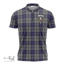 ScotsTee Shop Scottish Napier Clan Crest Tartan Zipper Polo Shirt