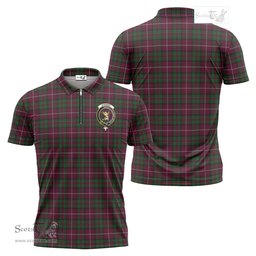 ScotsTee Shop Scottish Stewart of Bute Hunting Clan Crest Tartan Zipper Polo Shirt
