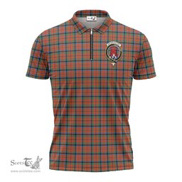 ScotsTee Shop Scottish MacNaughton Ancient Clan Crest Tartan Zipper Polo Shirt