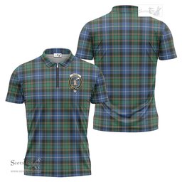 ScotsTee Shop Scottish MacRae Hunting Ancient Clan Crest Tartan Zipper Polo Shirt