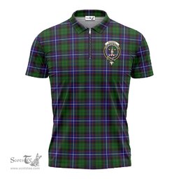ScotsTee Shop Scottish Russell Modern Clan Crest Tartan Zipper Polo Shirt