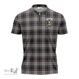 ScotsTee Shop Scottish Moffat Modern Clan Crest Tartan Zipper Polo Shirt