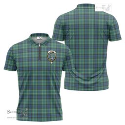 ScotsTee Shop Scottish MacNeil of Colonsay Ancient Clan Crest Tartan Zipper Polo Shirt