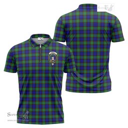 ScotsTee Shop Scottish Sempill Modern Clan Crest Tartan Zipper Polo Shirt