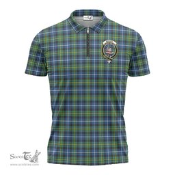 ScotsTee Shop Scottish MacNeil of Barra Ancient Clan Crest Tartan Zipper Polo Shirt