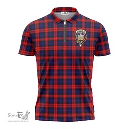 ScotsTee Shop Scottish MacLachlan Modern Clan Crest Tartan Zipper Polo Shirt