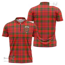 ScotsTee Shop Scottish Munro Modern Clan Crest Tartan Zipper Polo Shirt