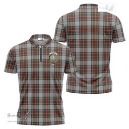 ScotsTee Shop Scottish Stewart Dress Clan Crest Tartan Zipper Polo Shirt