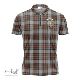 ScotsTee Shop Scottish Stewart Dress Clan Crest Tartan Zipper Polo Shirt