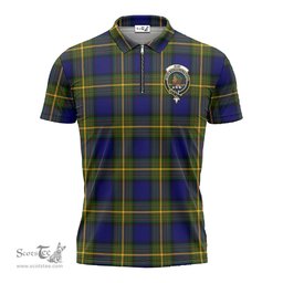ScotsTee Shop Scottish Muir Clan Crest Tartan Zipper Polo Shirt