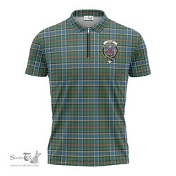 ScotsTee Shop Scottish Ogilvie (Ogilvy) Hunting Ancient Clan Crest Tartan Zipper Polo Shirt