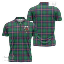ScotsTee Shop Scottish Young Modern Clan Crest Tartan Zipper Polo Shirt