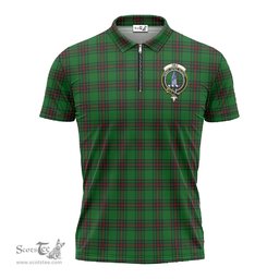 ScotsTee Shop Scottish Ged Clan Crest Tartan Zipper Polo Shirt