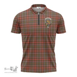 ScotsTee Shop Scottish MacKintosh Hunting Weathered Clan Crest Tartan Zipper Polo Shirt