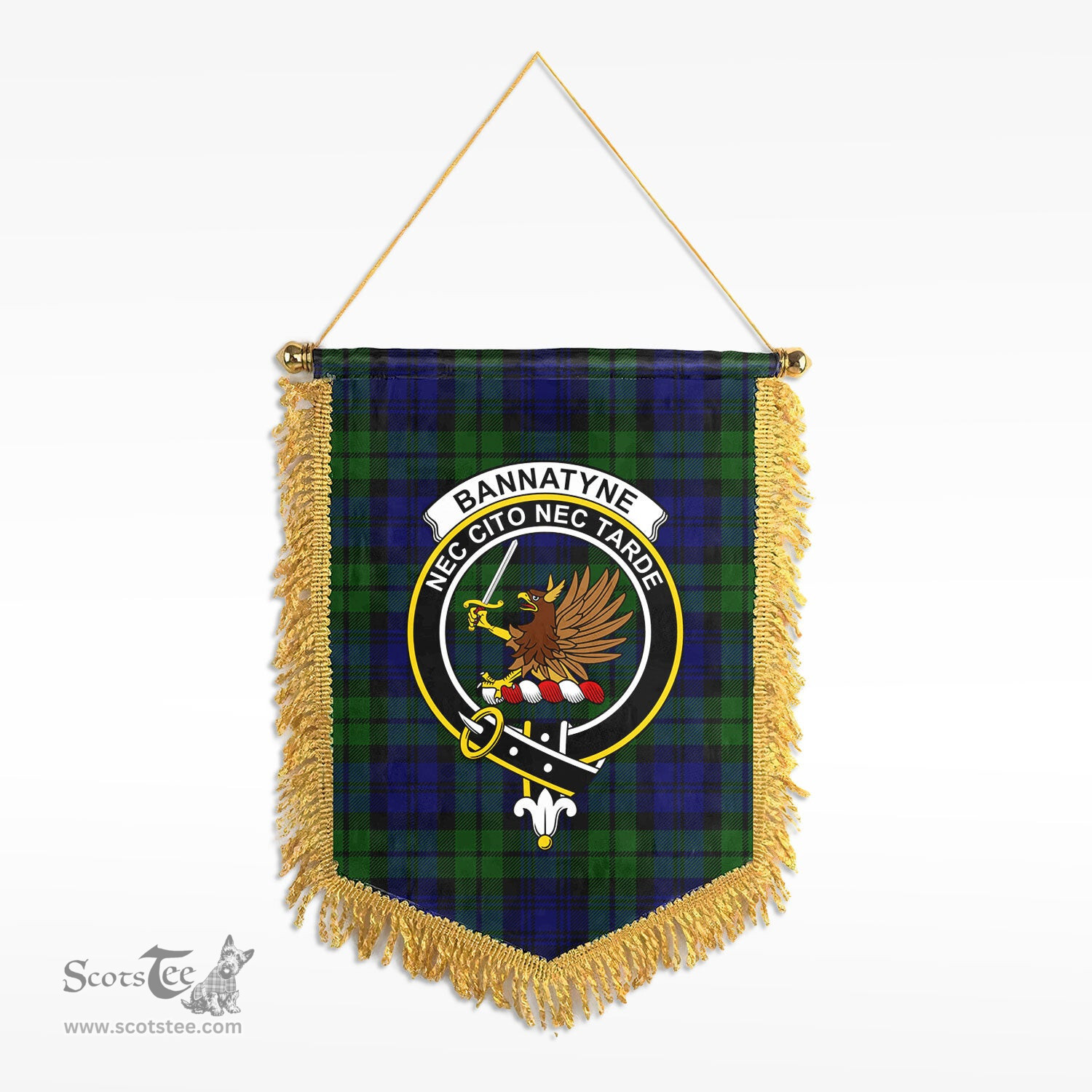 ScotsTee Shop Scottish Bannatyne Clan Crest Tartan Gonfalon Scottish Wall Hanging Banner