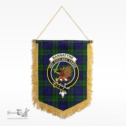 ScotsTee Shop Scottish Bannatyne Clan Crest Tartan Gonfalon Scottish Wall Hanging Banner