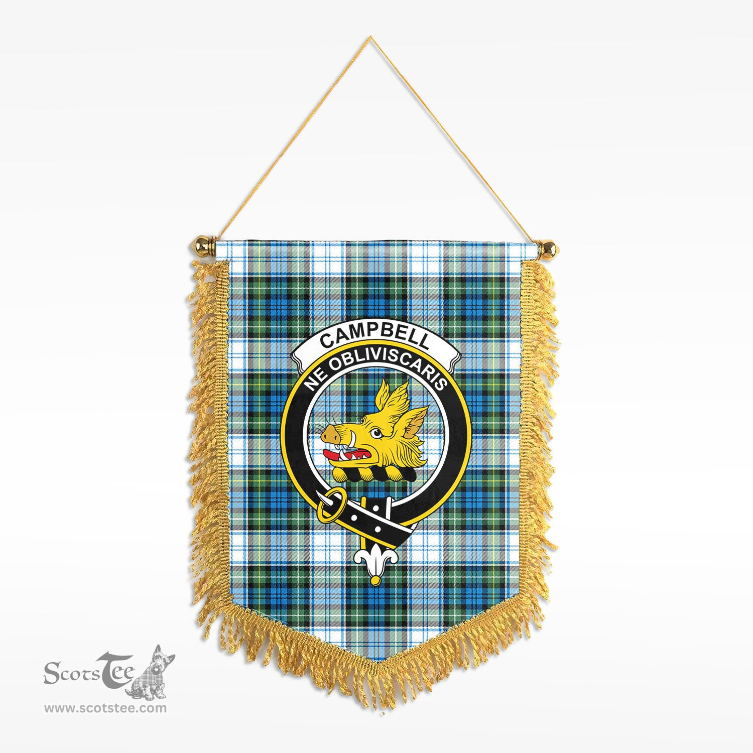 ScotsTee Shop Scottish Campbell Dress Ancient Clan Crest Tartan Gonfalon Scottish Wall Hanging Banner